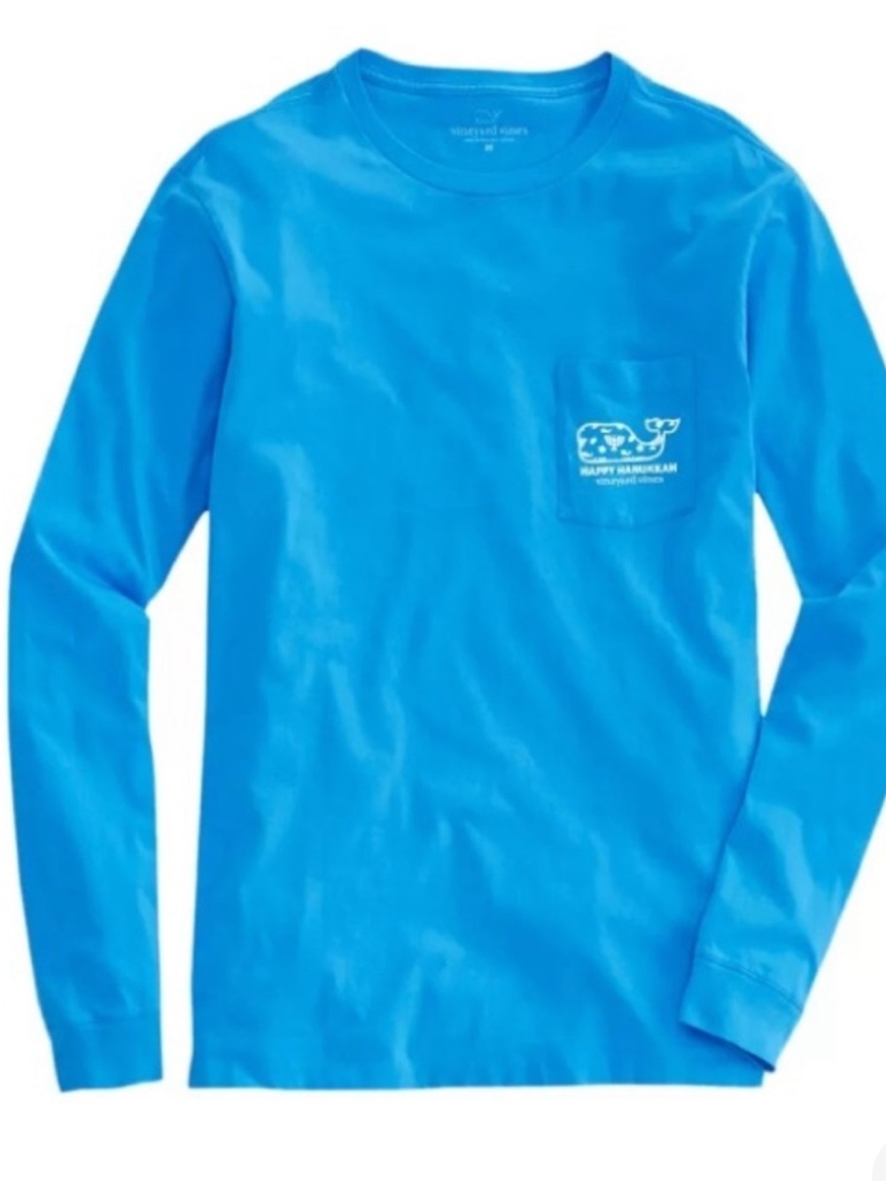 Vineyard Vines Happy Hanukkah Long Sleeve Pocket Tee Shirt S (8/10)